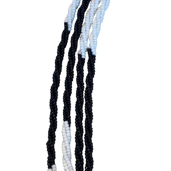 Black & White Beaded Multi-Strand Necklace With Gold-Tone Clasp - Picture 7 of 12